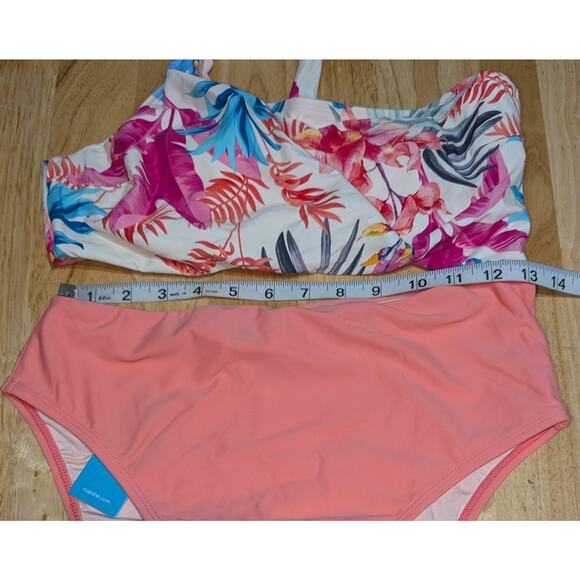 Cupshe Swimsuit Womens M Pink Floral One Piece Swimsuit High Waist One Shoulder - Picture 2 of 13